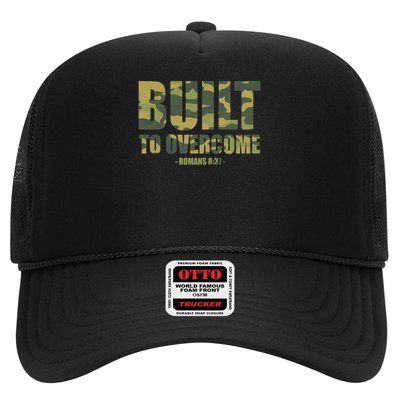 Built to Overcome Christian Men Camo Scripture Gym Workout Trucker Hat