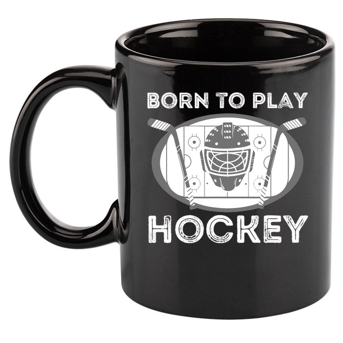 Born To Play Hockey 11oz C Handle Ceramic Mug