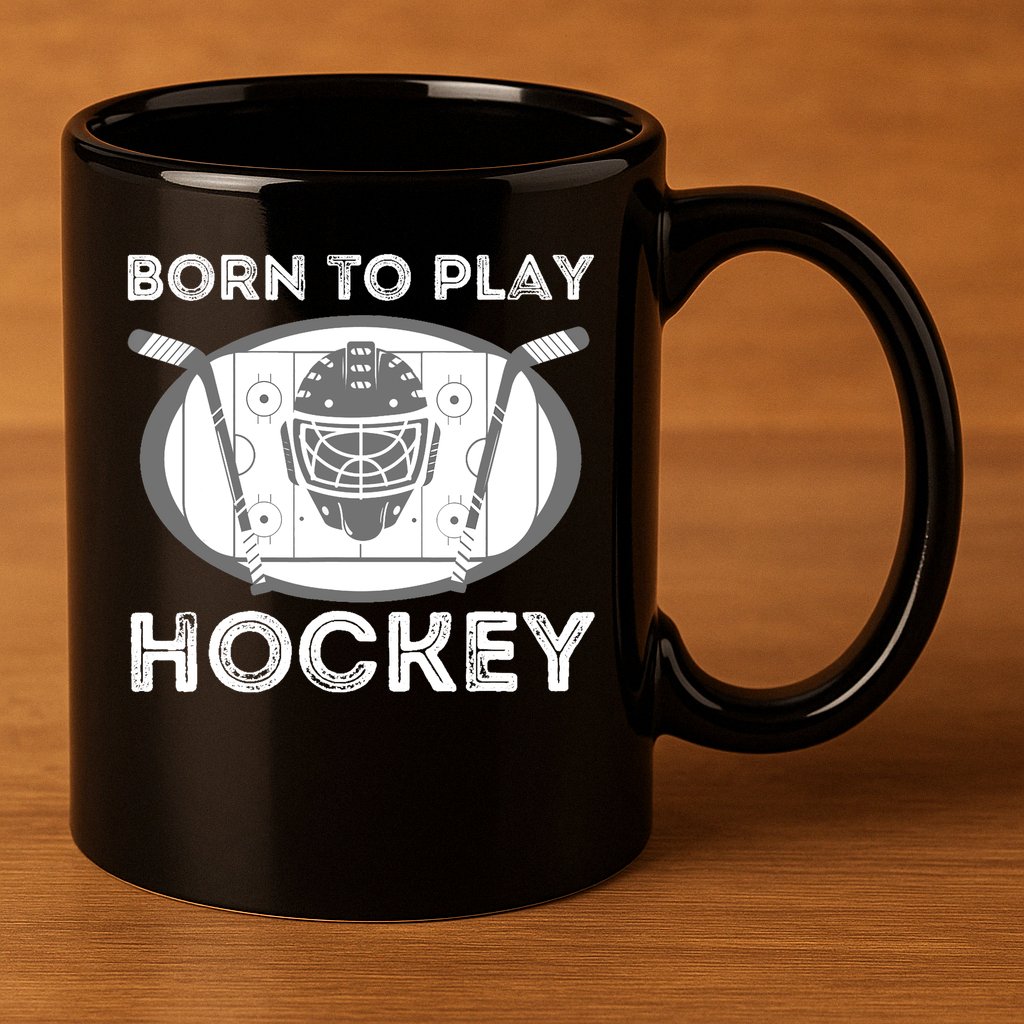 Born To Play Hockey 11oz C Handle Ceramic Mug
