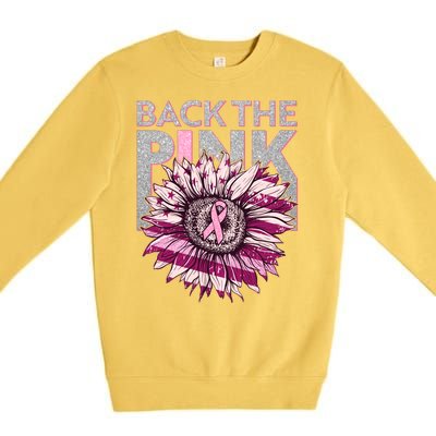 Back The Pink Breast Cancer Awareness Sunflower Ribbon Premium Crewneck Sweatshirt