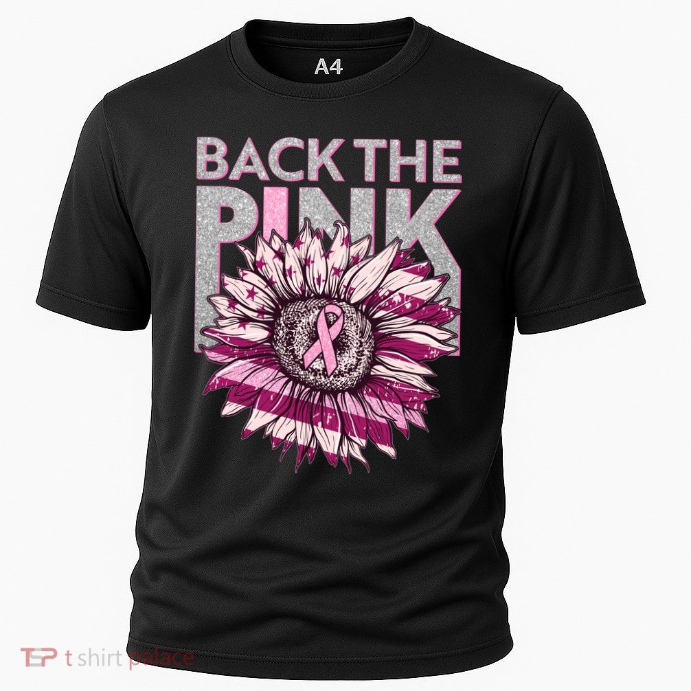 Back The Pink Breast Cancer Awareness Sunflower Ribbon Performance Shirt