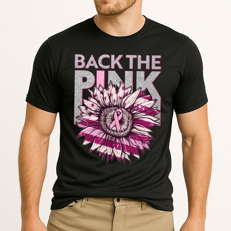 Back The Pink Breast Cancer Awareness Sunflower Ribbon Cooling Performance Crew T-Shirt