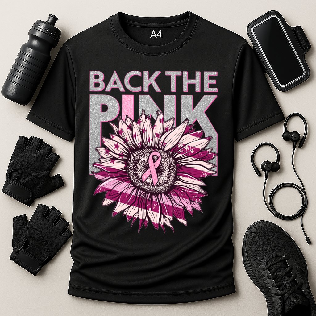 Back The Pink Breast Cancer Awareness Sunflower Ribbon Cooling Performance Crew T-Shirt