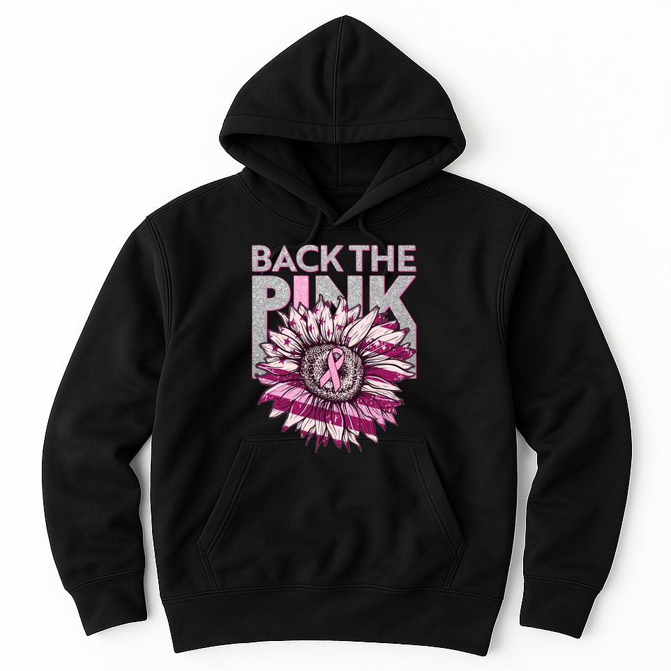 Back The Pink Breast Cancer Awareness Sunflower Ribbon Hoodie