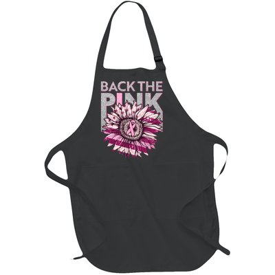 Back The Pink Breast Cancer Awareness Sunflower Ribbon Full-Length Apron With Pockets