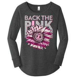 Back The Pink Breast Cancer Awareness Sunflower Ribbon Women's Perfect Tri Tunic Long Sleeve Shirt