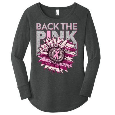 Back The Pink Breast Cancer Awareness Sunflower Ribbon Women's Perfect Tri Tunic Long Sleeve Shirt