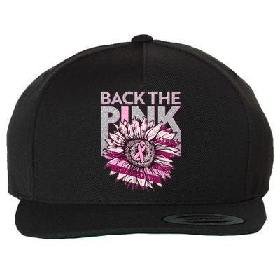 Back The Pink Breast Cancer Awareness Sunflower Ribbon Wool Snapback Cap