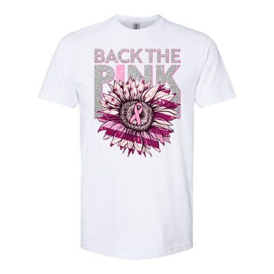 Back The Pink Breast Cancer Awareness Sunflower Ribbon Softstyle® CVC T-Shirt