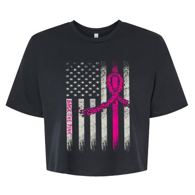 Back The Pink Breast Cancer Awareness Flag Bella+Canvas Jersey Crop Tee