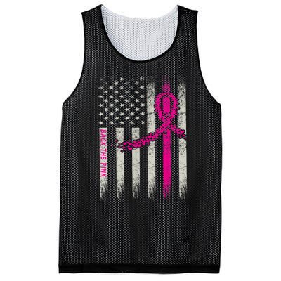 Back The Pink Breast Cancer Awareness Flag Mesh Reversible Basketball Jersey Tank