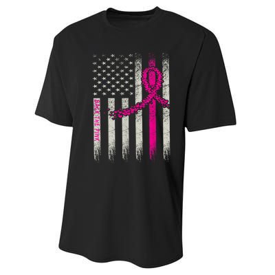 Back The Pink Breast Cancer Awareness Flag Performance Sprint T-Shirt