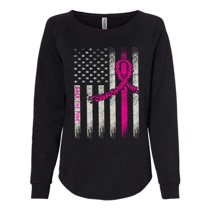 Back The Pink Breast Cancer Awareness Flag Womens California Wash Sweatshirt