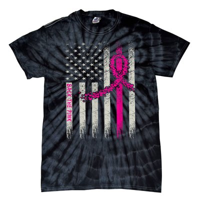 Back The Pink Breast Cancer Awareness Flag Tie-Dye T-Shirt