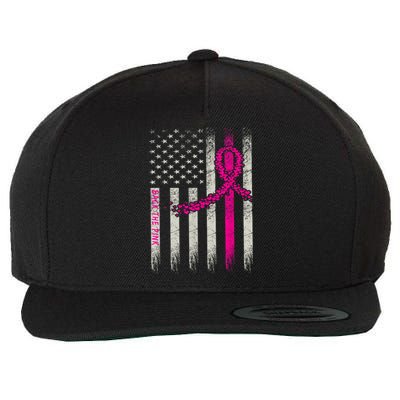 Back The Pink Breast Cancer Awareness Flag Wool Snapback Cap