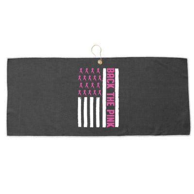 Back The Pink Breast Cancer Awareness Flag Large Microfiber Waffle Golf Towel