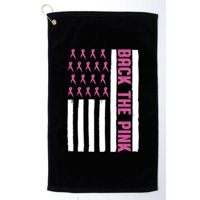 Back The Pink Breast Cancer Awareness Flag Platinum Collection Golf Towel