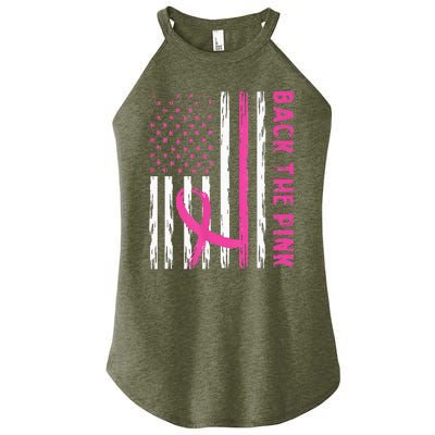 Back The Pink Ribbon Flag Breast Cancer Warrior Women’s Perfect Tri Rocker Tank