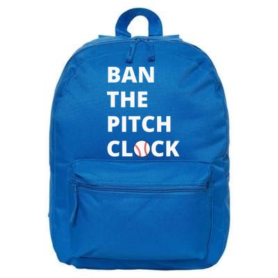Ban The Pitch Clock In Baseball Show Your Support 16 in Basic Backpack