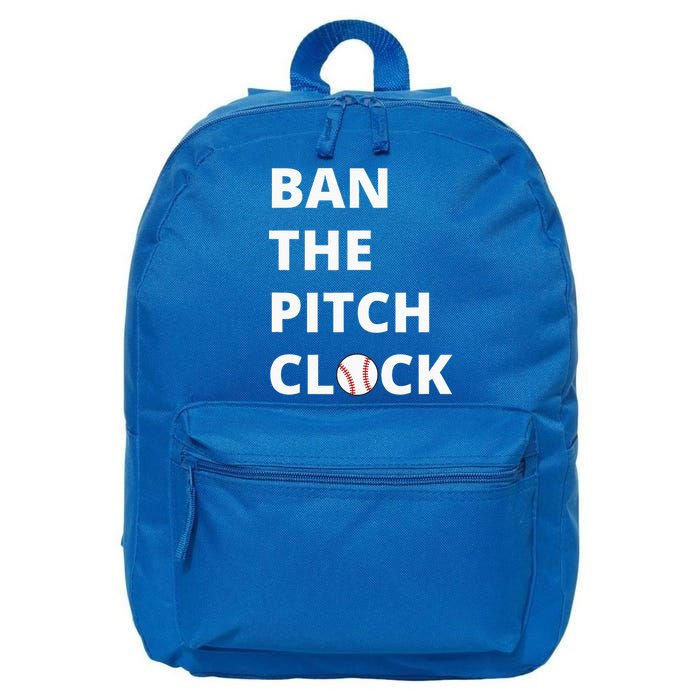 Ban The Pitch Clock In Baseball Show Your Support 16 in Basic Backpack