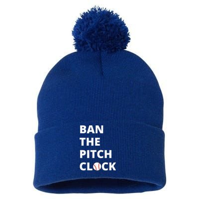 Ban The Pitch Clock In Baseball Show Your Support Pom Pom 12in Knit Beanie