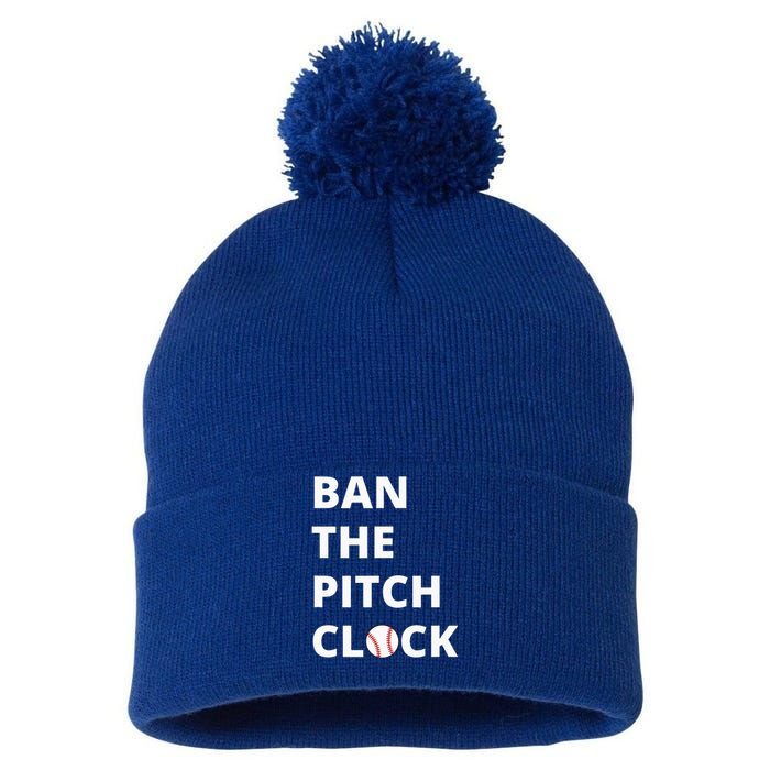 Ban The Pitch Clock In Baseball Show Your Support Pom Pom 12in Knit Beanie