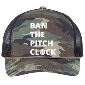 Ban The Pitch Clock In Baseball Show Your Support Retro Rope Trucker Hat Cap