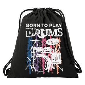 Born To Play Drums Drumming Rock Music Band Drummer Drawstring Bag