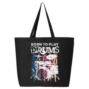 Born To Play Drums Drumming Rock Music Band Drummer 25L Jumbo Tote