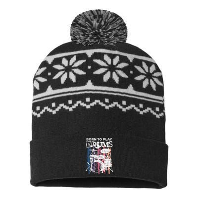 Born To Play Drums Drumming Rock Music Band Drummer USA-Made Snowflake Beanie