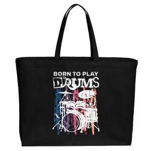 Born To Play Drums Drumming Rock Music Band Drummer Cotton Canvas Jumbo Tote