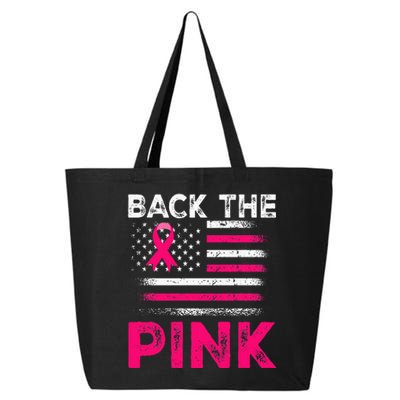 Back The Pink Ribbon Flag Breast Cancer Warrior 25L Jumbo Tote