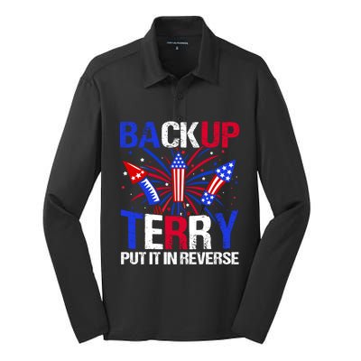 Backup Terry Put It In Reverse Funny 4th Of July Patriotic Gift Silk Touch Performance Long Sleeve Polo