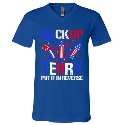 Backup Terry Put It In Reverse Funny 4th Of July Patriotic Gift V-Neck T-Shirt