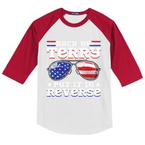 Backup Terry Put It In Reverse Funny 4th Of July Patriotic Funny Gift Kids Colorblock Raglan Jersey