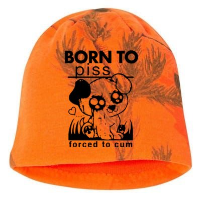 Born To Piss Forced To Cum Funny Dog Kati - Camo Knit Beanie