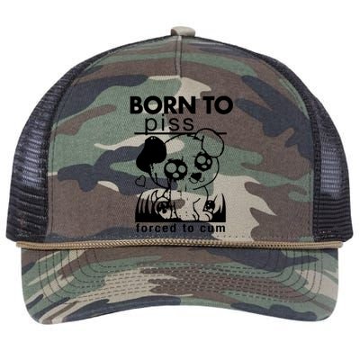 Born To Piss Forced To Cum Funny Dog Retro Rope Trucker Hat Cap