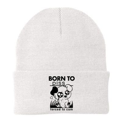 Born To Piss Forced To Cum Funny Dog Knit Cap Winter Beanie