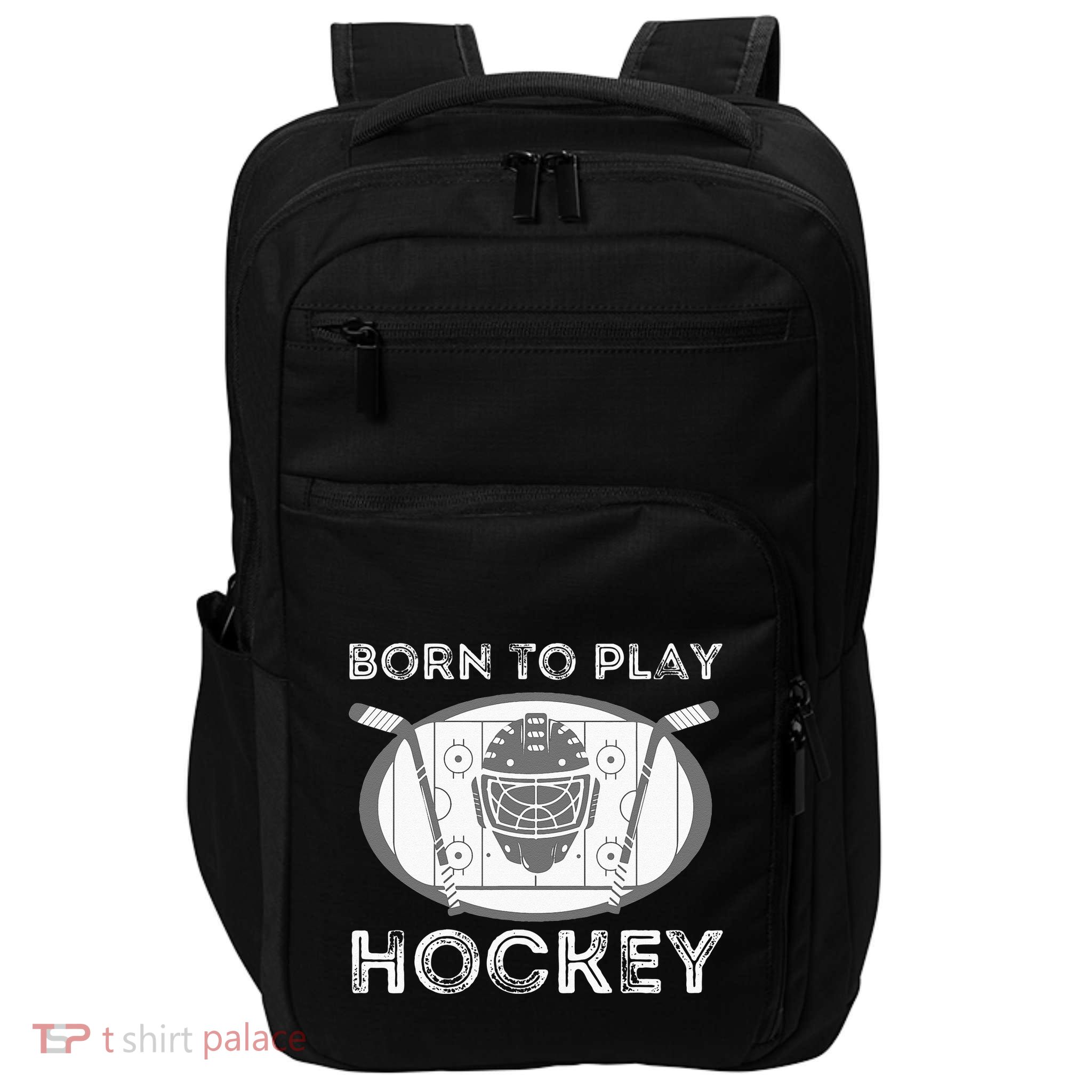 Born To Play Hockey Funny Ice Hockey Player Gift Impact Tech Backpack