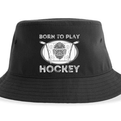 Born To Play Hockey Funny Ice Hockey Player Gift Sustainable Bucket Hat