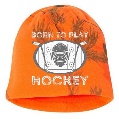 Born To Play Hockey Funny Ice Hockey Player Gift Kati - Camo Knit Beanie