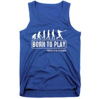 Born To Play Baseball Forced To Go To School Hu Evolution Great Gift Tank Top