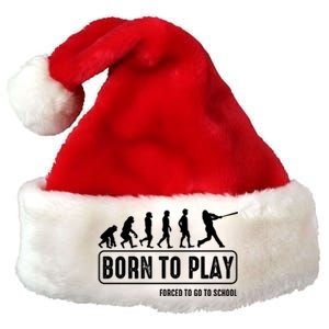 Born To Play Baseball Forced To Go To School Hu Evolution Great Gift Premium Christmas Santa Hat