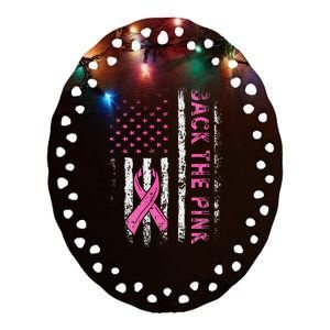 Back The P.I.N.K. Breast Cancer Awareness Flag Ceramic Oval Ornament