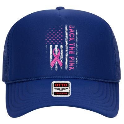 Back The P.I.N.K. Breast Cancer Awareness Flag High Crown Mesh Back Trucker Hat