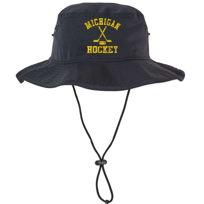 Born To Play Hockey Vintage Michigan Ice Hockey Gift Legacy Cool Fit Booney Bucket Hat