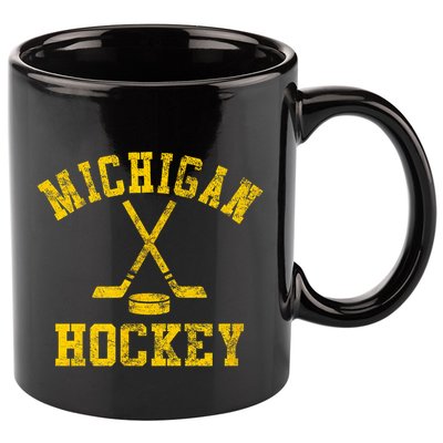 Born To Play Hockey Vintage Michigan Ice Hockey Gift 11oz C Handle Ceramic Mug