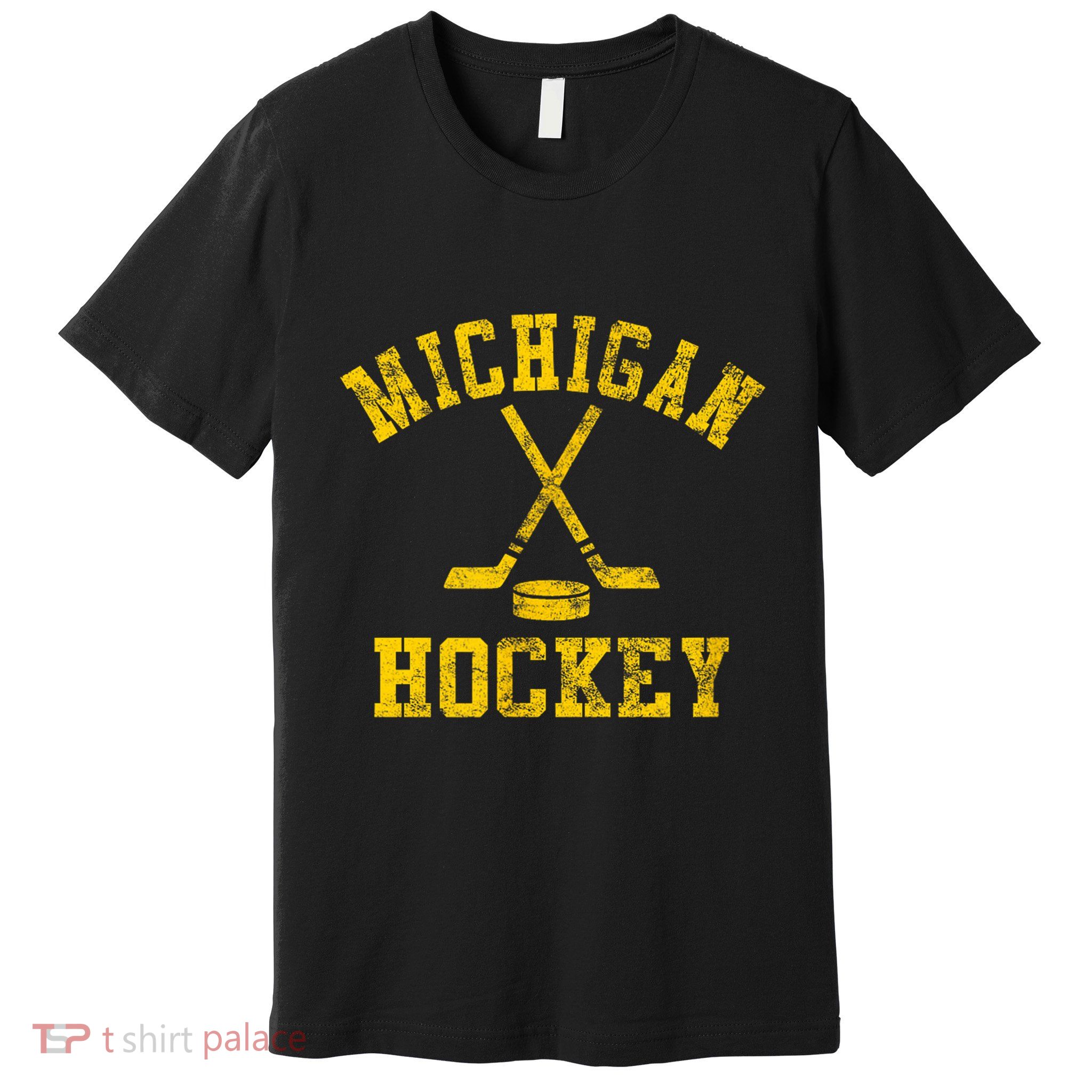 Born To Play Hockey Vintage Michigan Ice Hockey Gift Premium T-Shirt