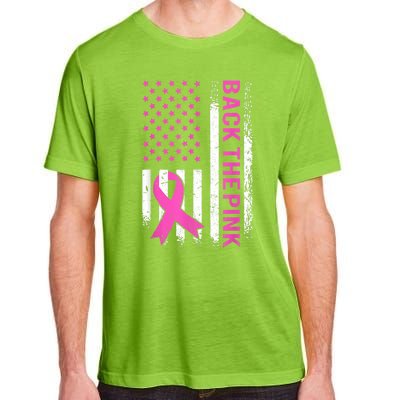 Back The Pink Breast Cancer Awareness American US Flag Adult ChromaSoft Performance T-Shirt