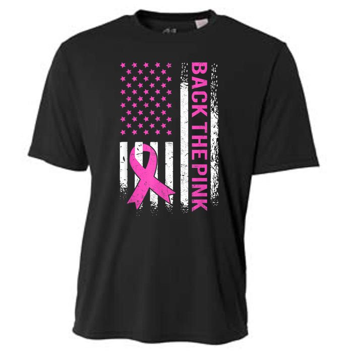 Back The Pink Breast Cancer Awareness American US Flag Cooling Performance Crew T-Shirt